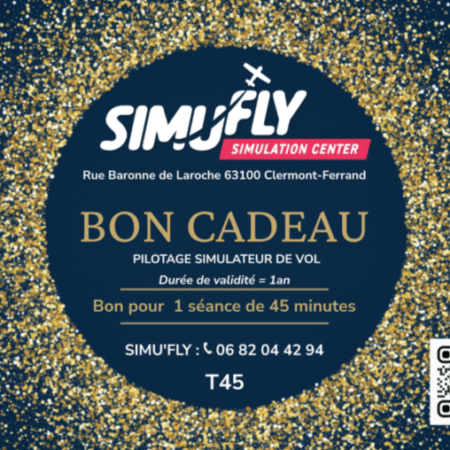 Bon cadeau "THE TOP" Séance de 45 minutes sur Simulateur de Vol